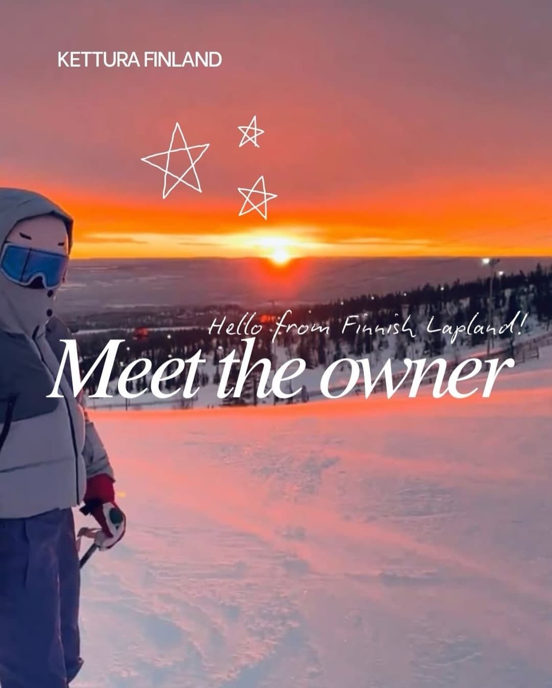 Meet the owner of Kettura Finland - skiing at sunset on Levi fell